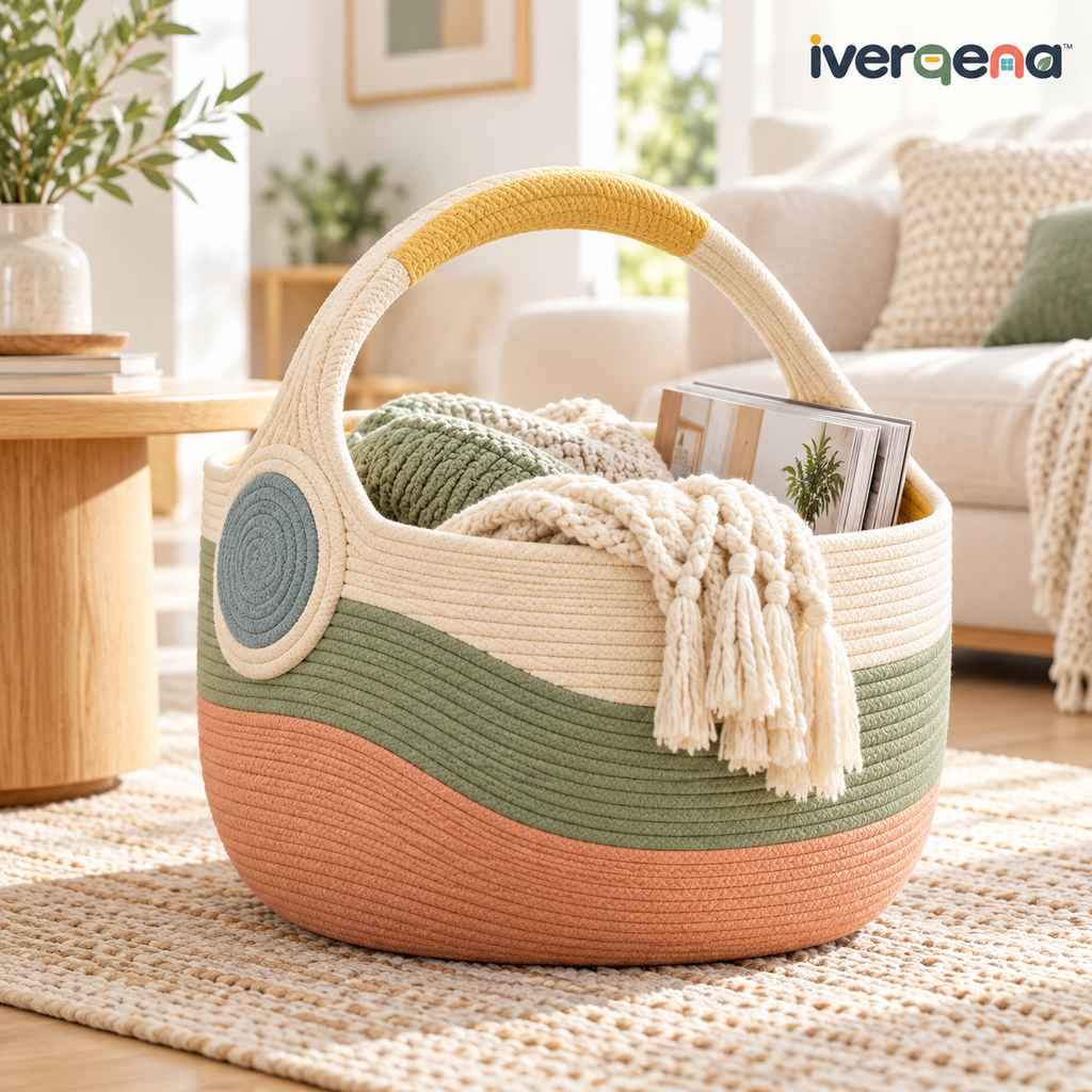 iverqena™ Curved Handle Storage Basket image 1