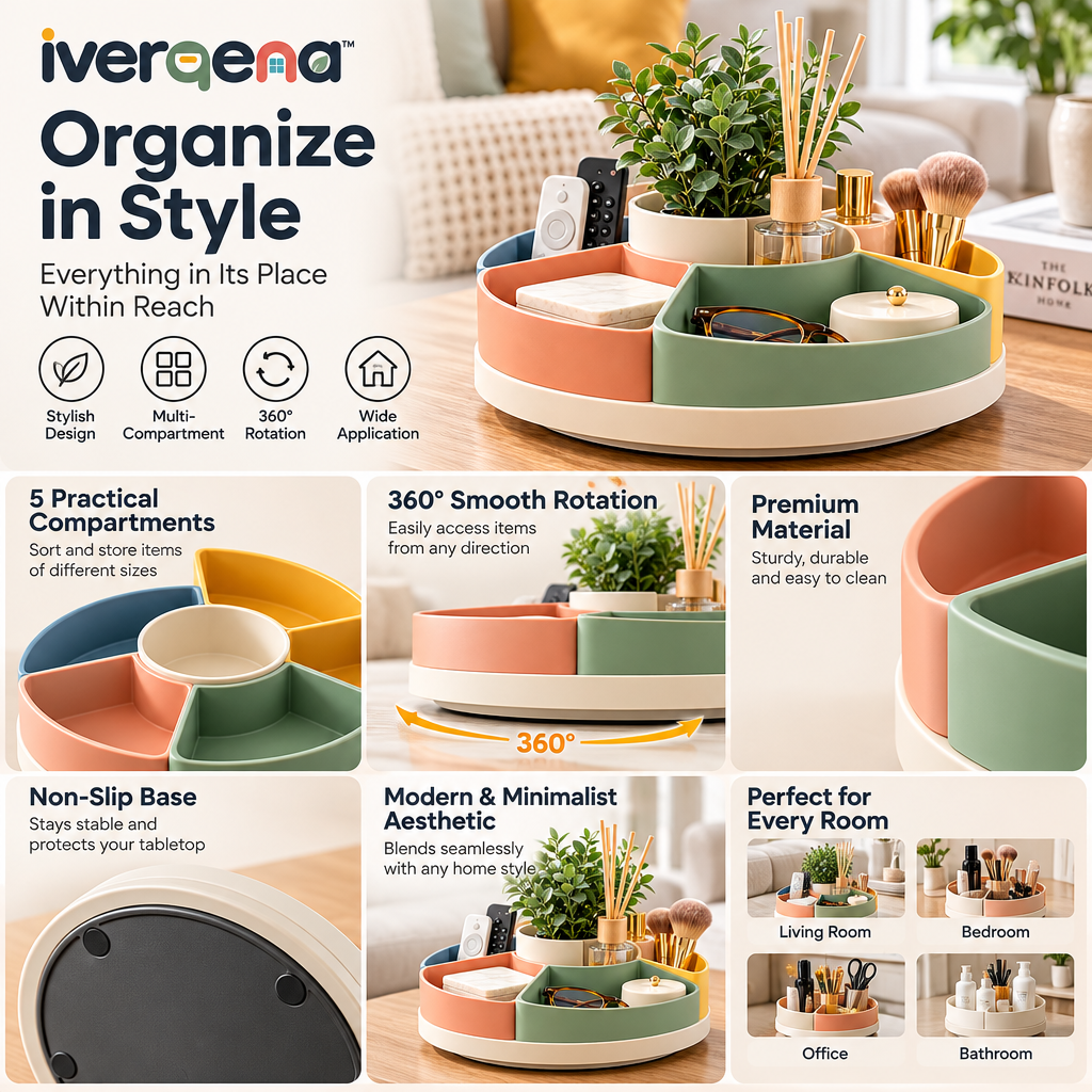 iverqena™ Rotating Round Organizer Tray image 5