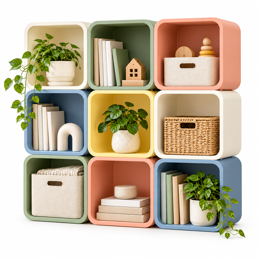 iverqena™ Geometric Stackable Storage Cubes image 2