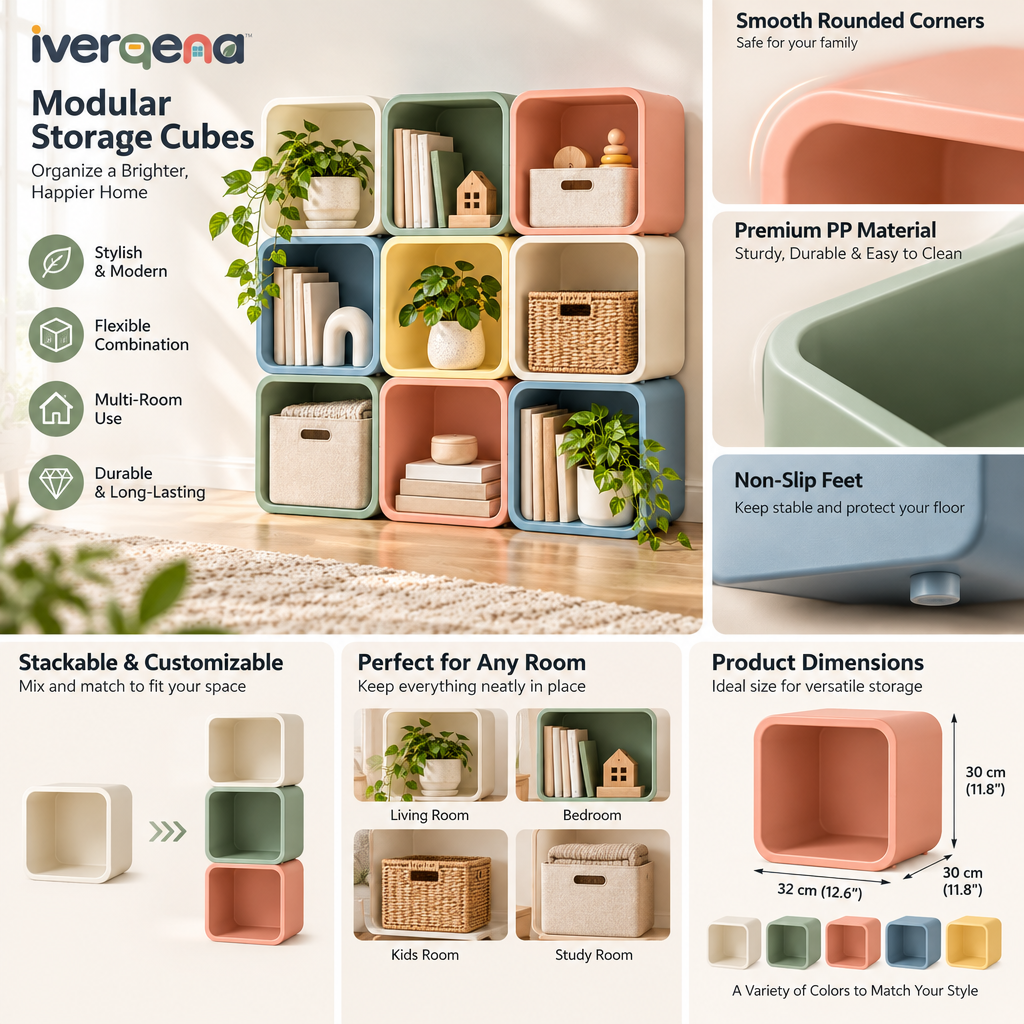 iverqena™ Geometric Stackable Storage Cubes image 4