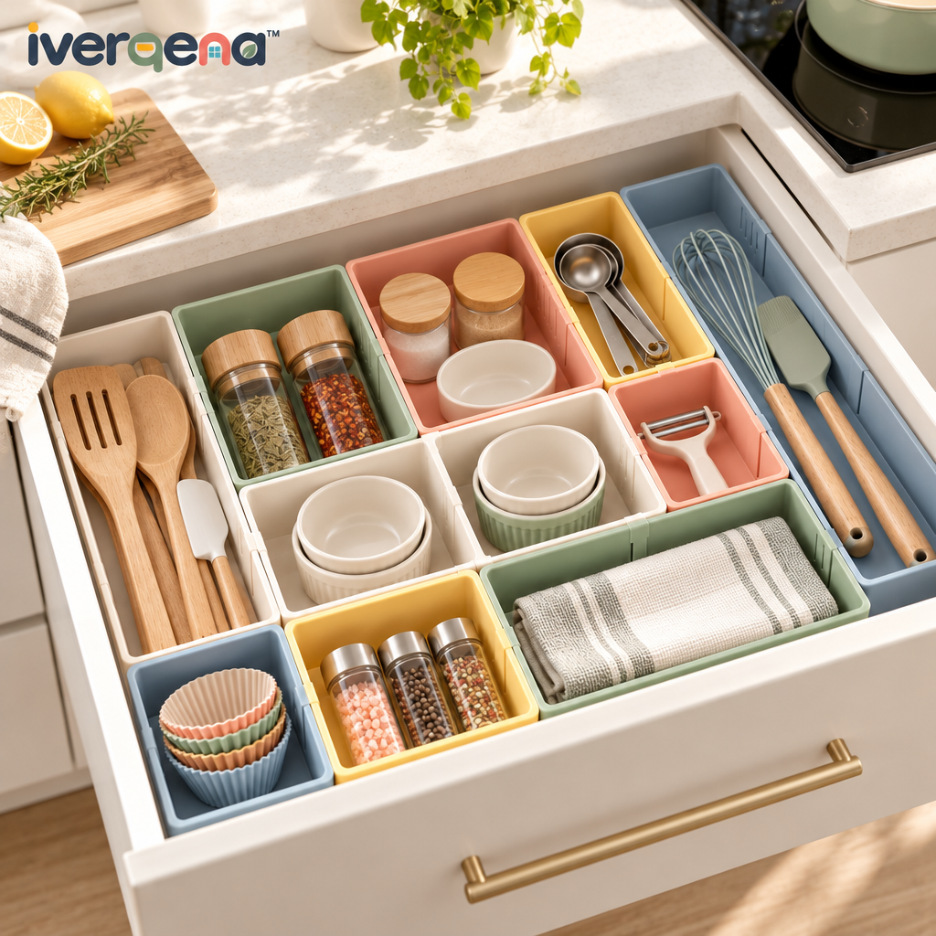 iverqena™ Adjustable Pastel Drawer Organizer image 4