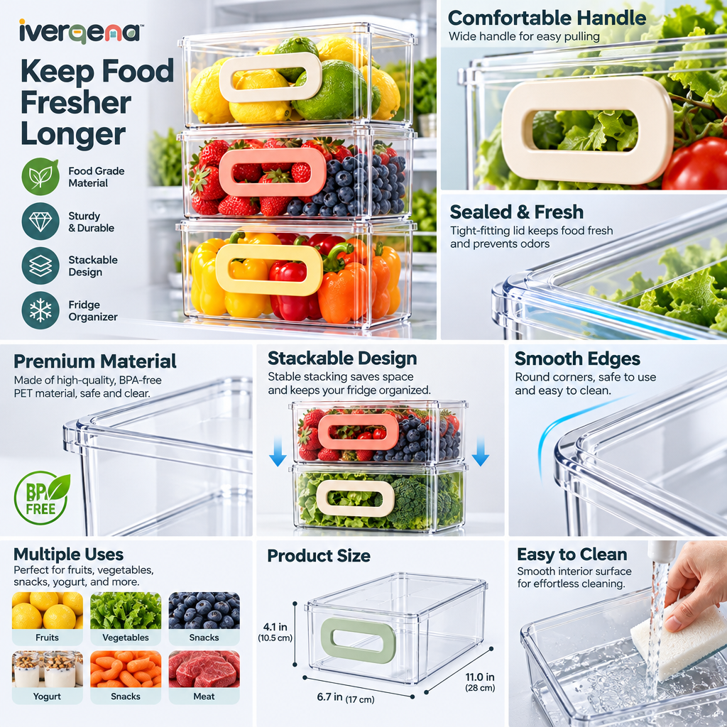 iverqena™ Stackable Fridge Storage Bins image 5