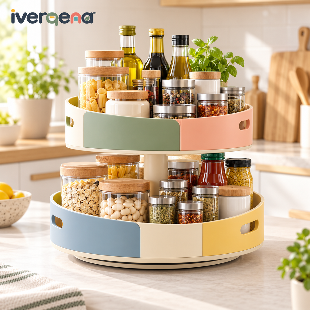 iverqena™ Two-Tier Rotating Pantry Organizer image 1