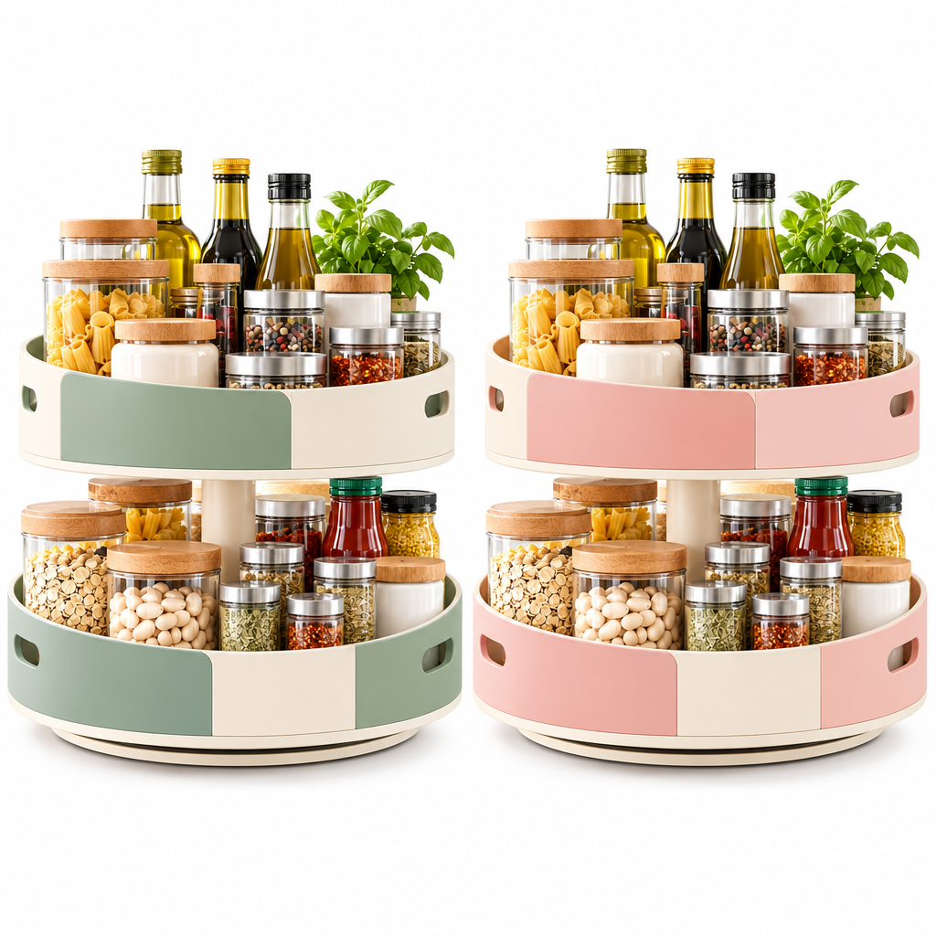 iverqena™ Two-Tier Rotating Pantry Organizer image 3