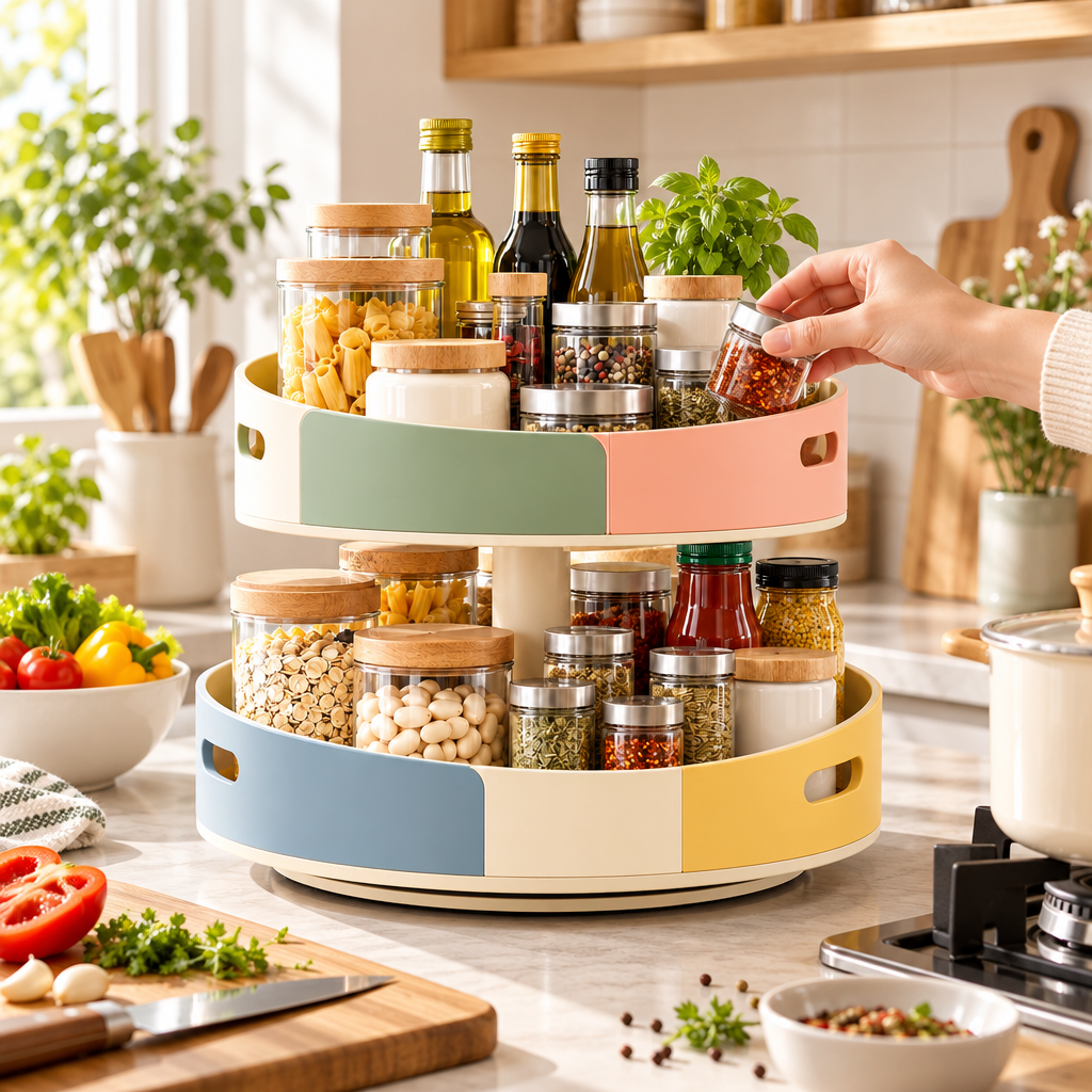 iverqena™ Two-Tier Rotating Pantry Organizer image 4