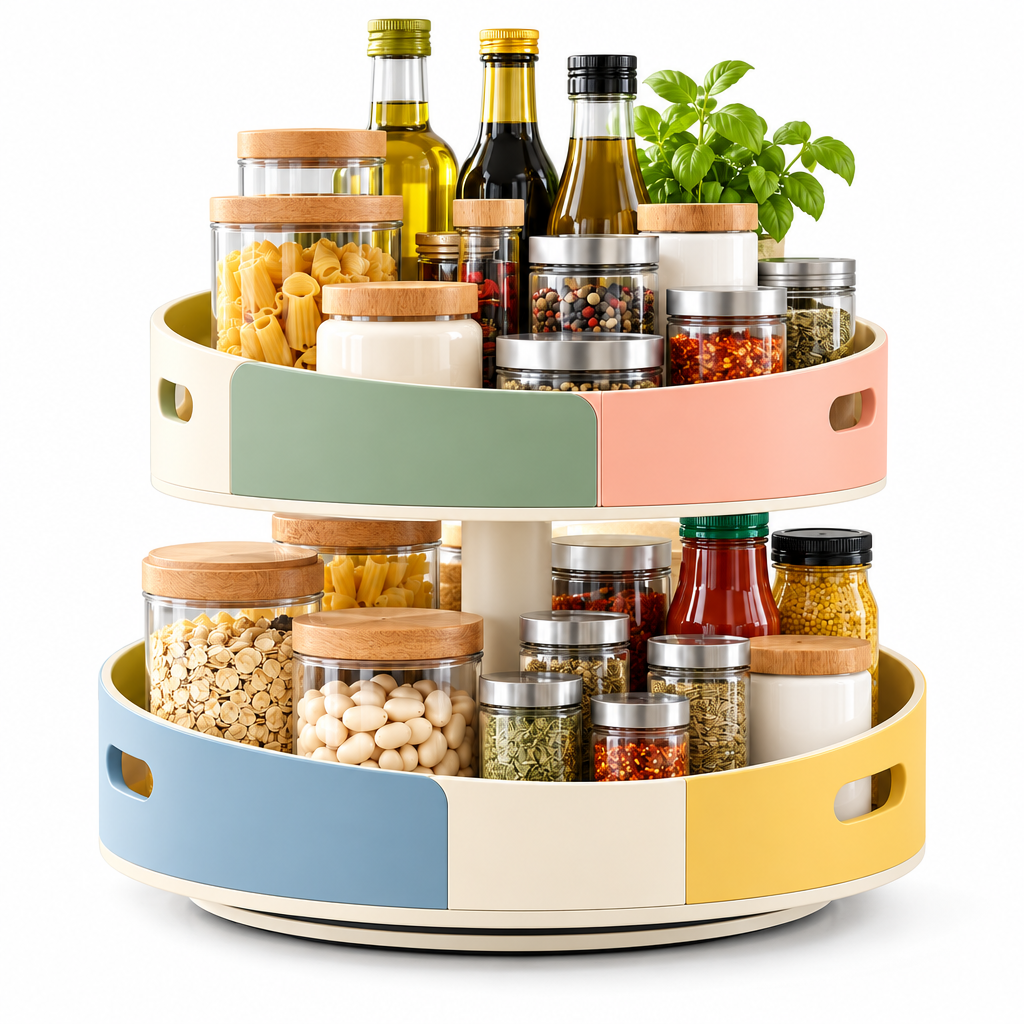 iverqena™ Two-Tier Rotating Pantry Organizer image 5