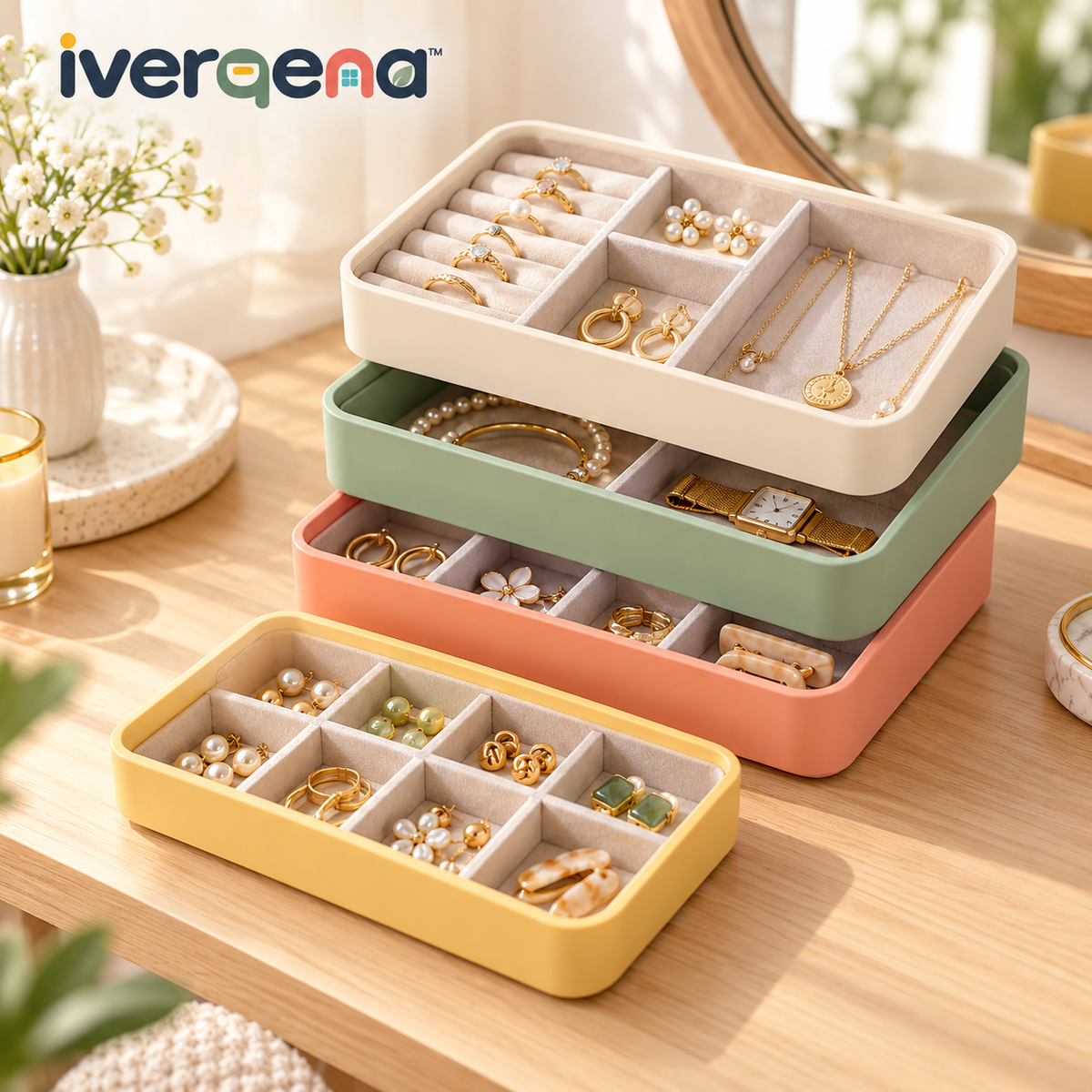 iverqena™ Stackable Jewelry Organizer Trays image 1