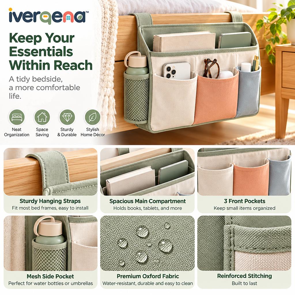 iverqena™ Nordic Bedside Pocket Organizer image 4